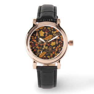 Herbstblätter, Beeren, Pilze und Früchte Armbanduhr