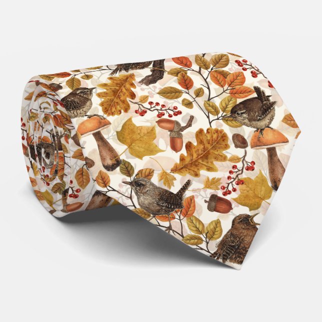 Herbstblätter, Beeren, Pilze und Früchte Krawatte (Gerollt)