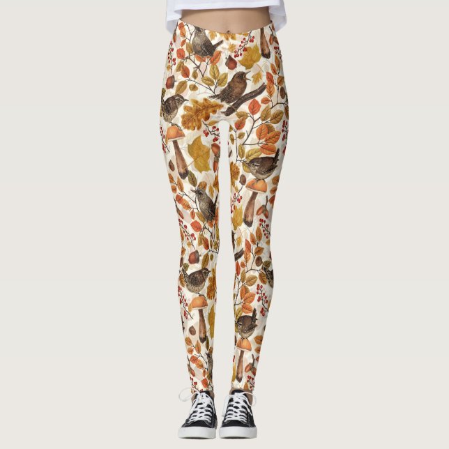 Herbstblätter, Beeren, Pilze und Früchte Leggings (Vorderseite)