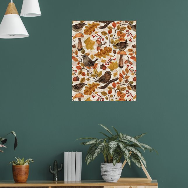 Herbstblätter, Beeren, Pilze und Früchte Poster (Wohnzimmer 1)