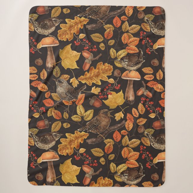 Herbstblätter, Beeren, Pilze und Früchte Sherpadecke (Vorderseite)