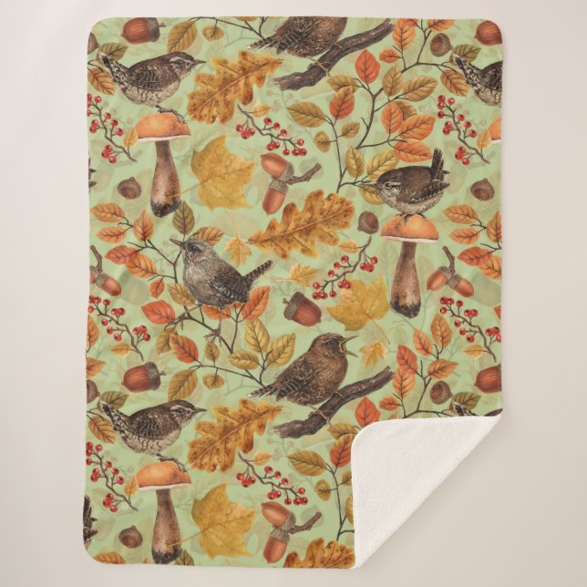 Herbstblätter, Beeren, Pilze und Früchte Sherpadecke (Vorderseite)