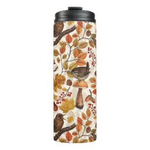 Herbstblätter, Beeren, Pilze und Früchte Thermosbecher