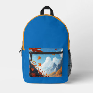 Herbstblätter blau-orange bedruckter rucksack