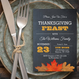 Herbstblätter & Chalkboard Erntedank Einladung