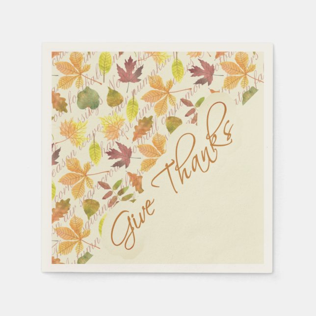 Herbstblätter Danke Serviette (Vorderseite)