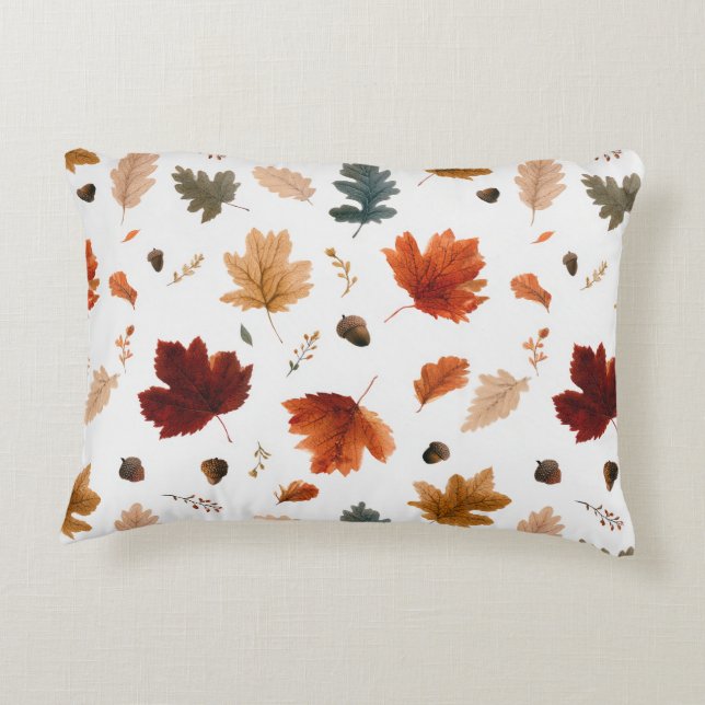 Herbstblätter & Eicheln Botanisch Dekokissen (Rückseite)