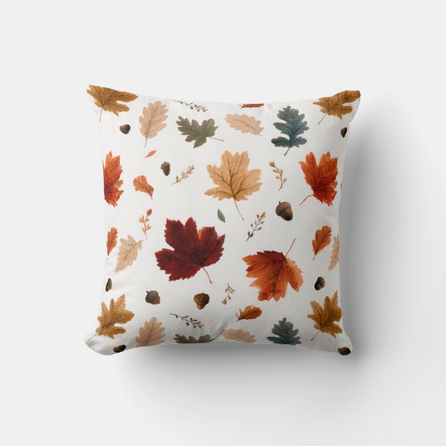 Herbstblätter & Eicheln Botanisch Kissen (Vorderseite)