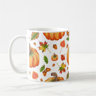 Herbstblätter, Eichen: Aquarellmuster. Kaffeetasse