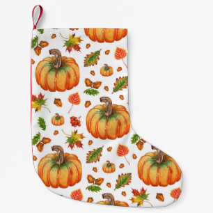 Herbstblätter, Eichen: Aquarellmuster. Kleiner Weihnachtsstrumpf