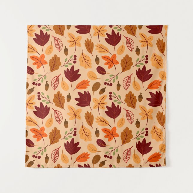 Herbstblätter, einfache kindliche nahtlose Muster. Wandteppich (Vorderseite)