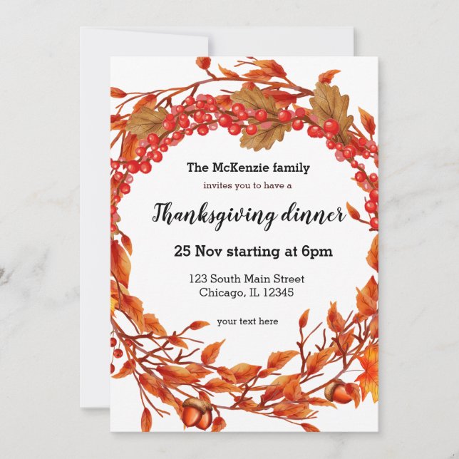 Herbstblätter Einladung (Vorderseite)