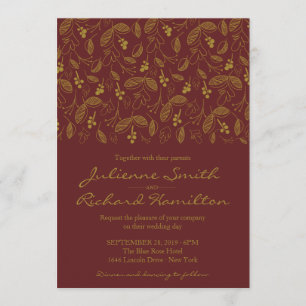 Herbstblätter Elegante Hochzeit im Herbst Einladung