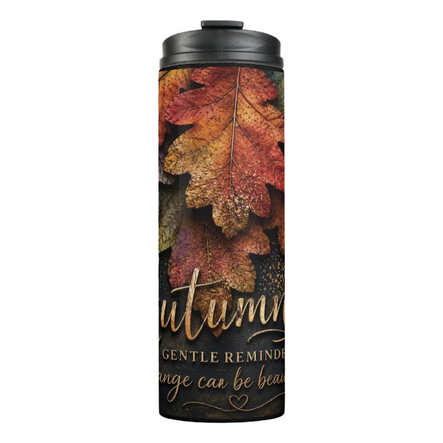 Herbstblätter Erinnerung Veränderung Kann Schön Se Thermosbecher (Vorderseite)