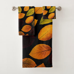 Herbstblätter fallen farbenfrohe Natur Saisonblatt Badhandtuch Set