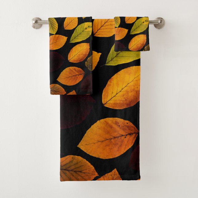 Herbstblätter fallen farbenfrohe Natur Saisonblatt Badhandtuch Set (Insitu)