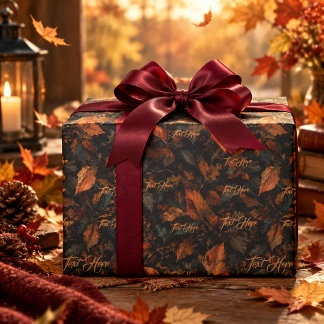 Herbstblätter Farbige benutzerdefinierte Textmuste Geschenkpapier