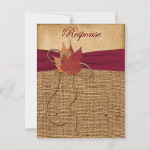 Herbstblätter, FAUX Jute RSVP Karte 3