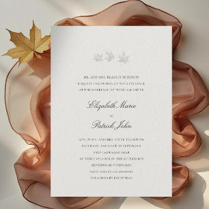 Herbstblätter Formal Modern Klassisch Ecru Hochzei Einladung