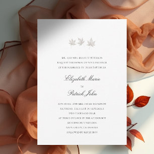 Herbstblätter Formal Modern Klassisch Weiße Hochze Einladung