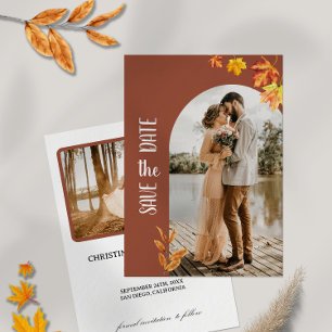 Herbstblätter, Foto, Save the Date Minimalistisch Einladung
