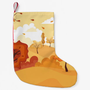 Herbstblätter. Gelbes Herbstblatt, rotes fa Kleiner Weihnachtsstrumpf