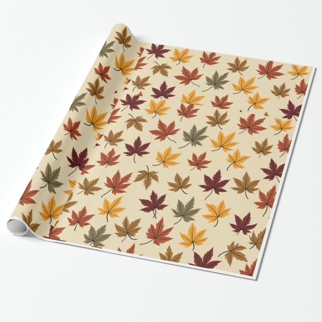 Herbstblätter glänzendes Wrapping Paper Geschenkpapier (Ungerollt)