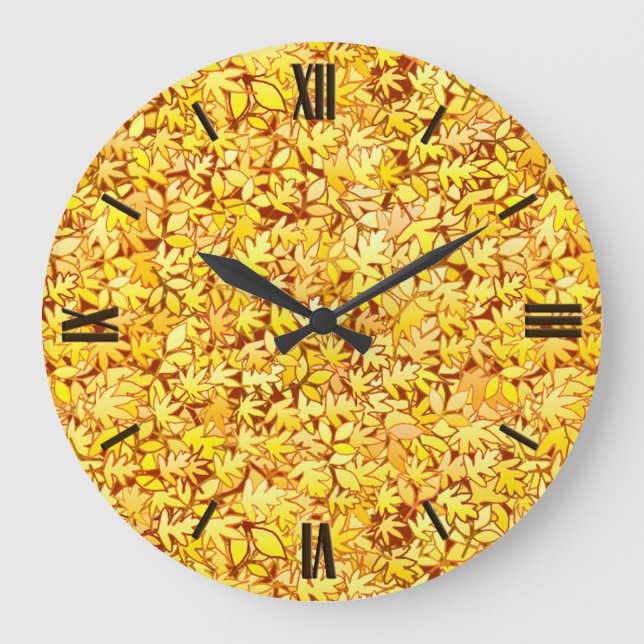Herbstblätter, goldgelb große wanduhr (Vorderseite)