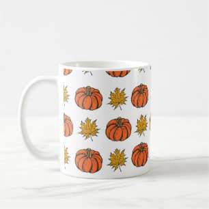 Herbstblätter: Handgezeichnetes Kürbismuster Kaffeetasse