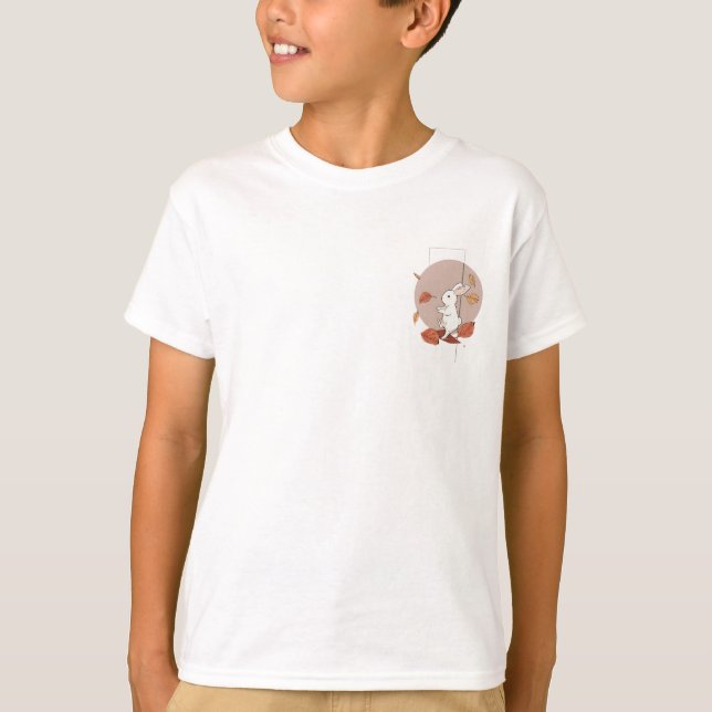 Herbstblätter-Häschen-Kinder T-Shirt (Vorderseite)