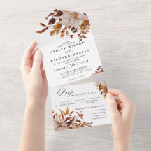 Herbstblätter Hochzeit Alles in einer Einladung