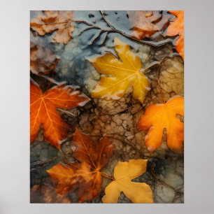 Herbstblätter-im-Regen-Plakat Poster
