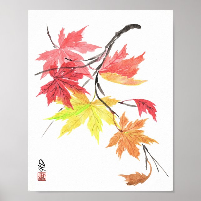 Herbstblätter im Wind Poster (Vorne)