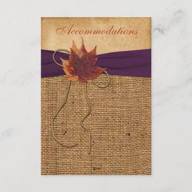 Herbstblätter, IMITATE Burlap-Hochzeitkarte Begleitkarte (Vorderseite)