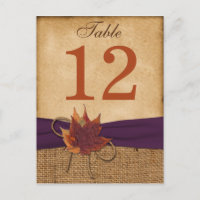Herbstblätter, IMITATE Burlap-Tischnummer-Postkart