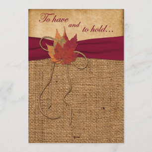 Herbstblätter, IMITATE Burlap Wedding Einladung -
