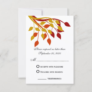 Herbstblätter in Gold, Orange, Rot RSVP-Karten RSVP Karte