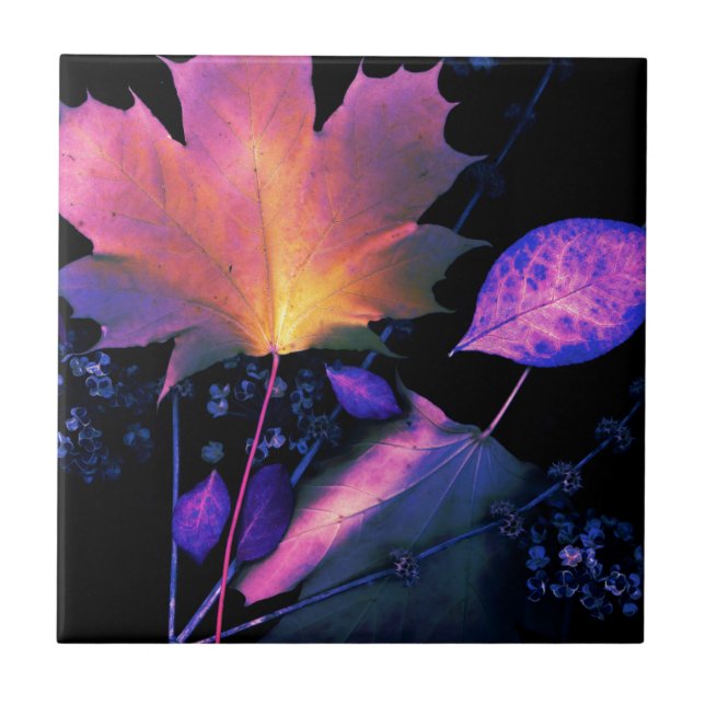 Herbstblätter in Neon Fliese (Vorderseite)