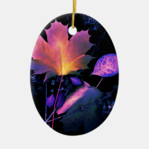 Herbstblätter in Neon Keramik Ornament