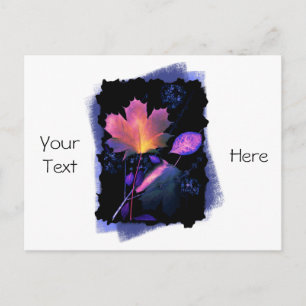 Herbstblätter in Neon und Blau Postkarte