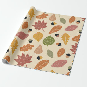 Herbstblätter in Terrakotta, Braun und Grün Geschenkpapier