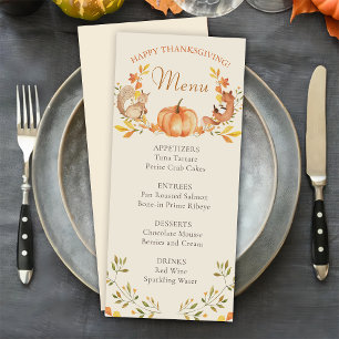 Herbstblätter Kürbis Thanksgiving-Dinner-Menü Menükarte