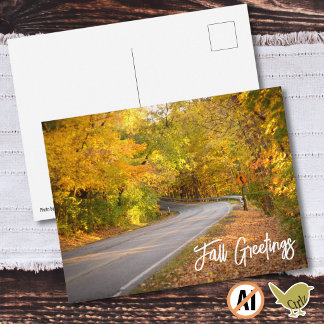 Herbstblätter Kurvenreiche Straße Anpassbare Postk Postkarte