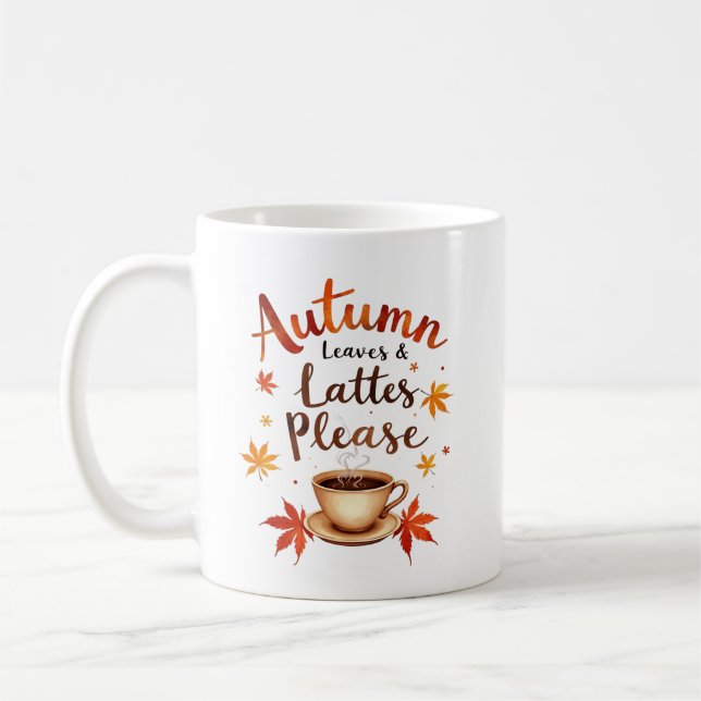 Herbstblätter & Latten Bitte - Farbe gemütlich Kaffeetasse (Links)