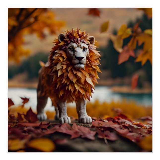 Herbstblätter Lion Poster (Vorderseite)