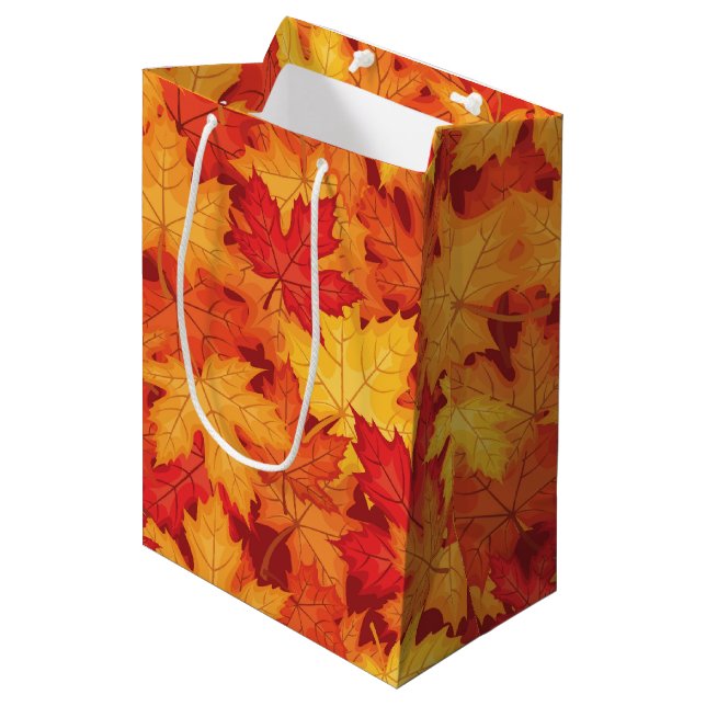 Herbstblätter Mittlere Geschenktüte (Vorderseite Schrägansicht)