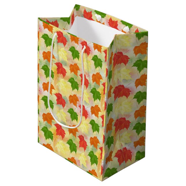 Herbstblätter Mittlere Geschenktüte (Vorderseite Schrägansicht)