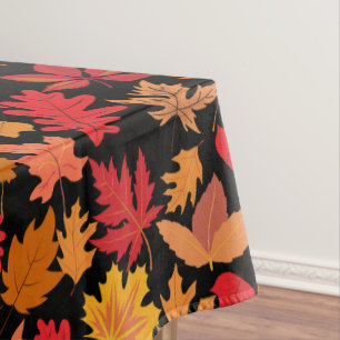 Herbstblätter Muster 02 Schwarze BG Tischdecke