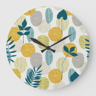 Herbstblätter, nahtloses Vintage-Muster. Große Wanduhr