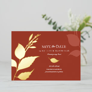 Herbstblätter Orange Friendsgiving Save the Date Folieneinladung
